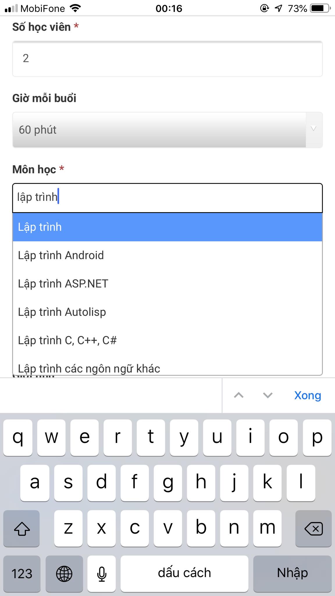 Học phí Lập trình